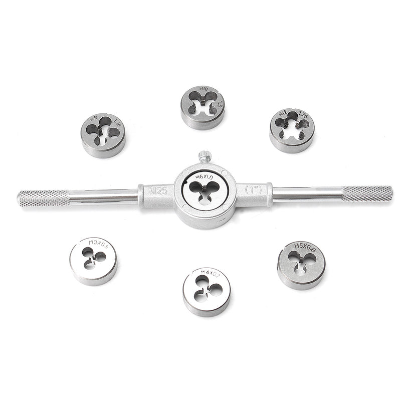 8pcs Metric Screw Tap Wrench and Die Set M3-M12 Nut Bolt Alloy Metal Hand Tools