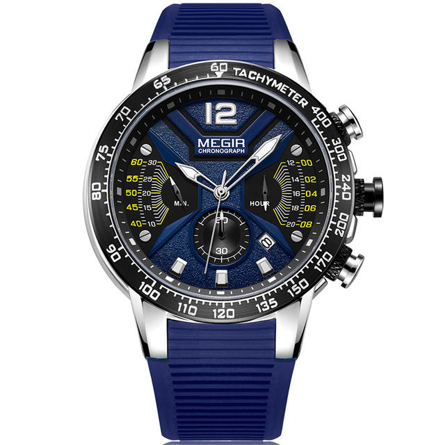 MEGIR 2106G Sport Chronograph Luminous Waterproof Men Wrist Watch Silicone Strap Quartz Watch