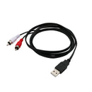 1.5M Usb A Male To 2X Rca Phono Male Av Cable Lead Pc Tv Aux Audio Video Ad