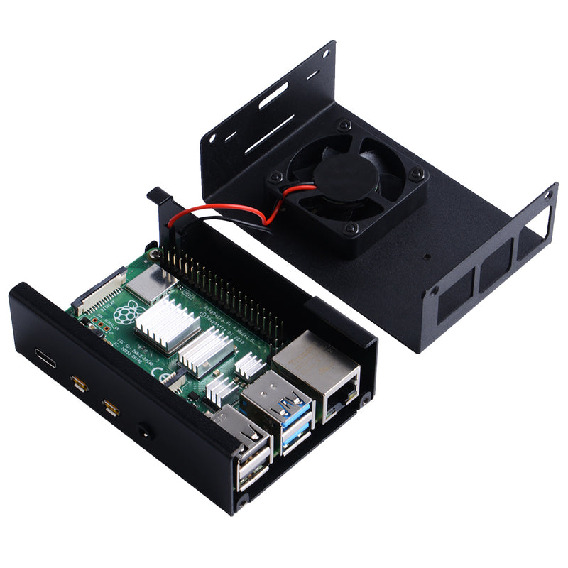 ZP0070 Aluminum Alloy Case with Cooling Fan and Heatsink Metal Enclosure DIY Protective Shell Kit for Raspberry Pi 4B
