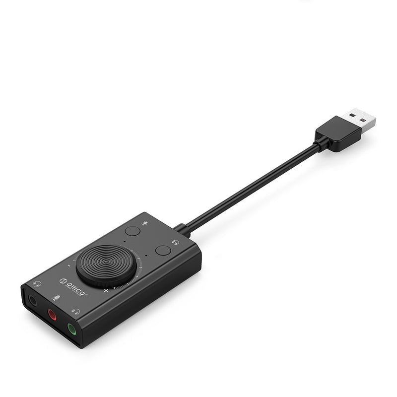 ORICO 2 In 1 3 Port Output 3.5mm Audio Jack Portable USB External Sound Card Microphone Volume Adjustable For Windows Mac Linux