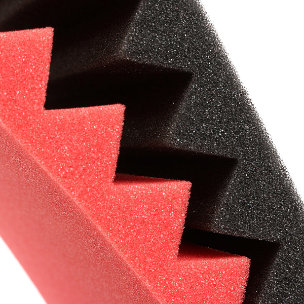 6Pcs 30x30x2.5cm Acoustic Soundproofing Sound-Absorbing Noise Foam Tiles Black & Red