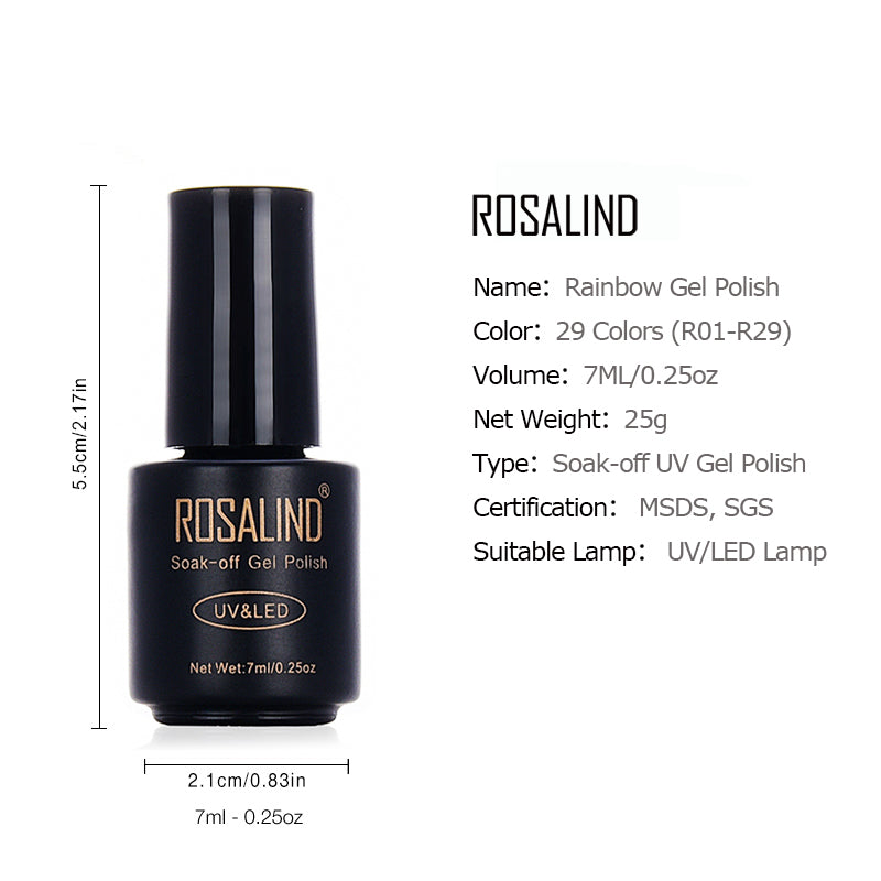 Rosalind Gel Nails Rainbow Gel Polish Varnish 7Ml Uv Hybrid Long-Lasting So G8E1