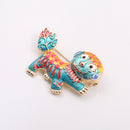 The New Drip Chinese Wind Lion Mascot Textured Cardigan Brooch Brooches Wom