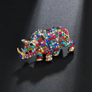 Multicolor Rhinestone Rhino Brooch Pins For Women Alloy Accessories Collar  R5C9