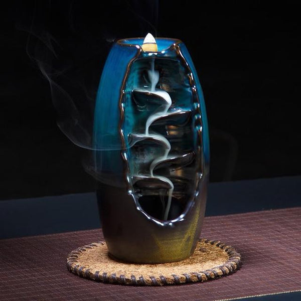 Incense Burner Backflow Incense Ceramic Crafts Incense Ddiffuser Home Office Mountain River Handicraft Incense Holder