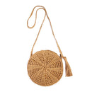 Rattan Crochet Straw Woven Basket Bali Handbag Round Circle Crossbody Shopp
