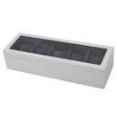 White Wooden 5 Slot Watch Box Black Flannel Small Pillow Pad Display Watch