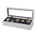 White Wooden 5 Slot Watch Box Black Flannel Small Pillow Pad Display Watch