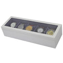 White Wooden 5 Slot Watch Box Black Flannel Small Pillow Pad Display Watch