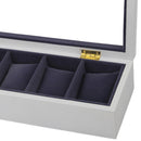 White Wooden 5 Slot Watch Box Black Flannel Small Pillow Pad Display Watch