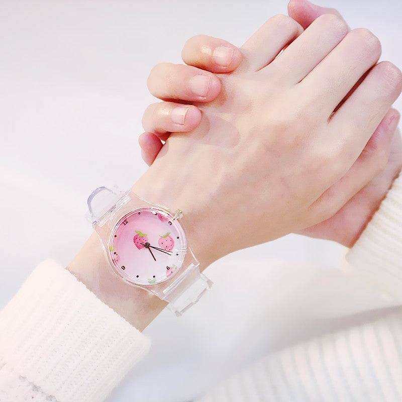 Deffrun Casual Style Transparent Women Wrist Watch Cute Style Student Kid Quartz Watch