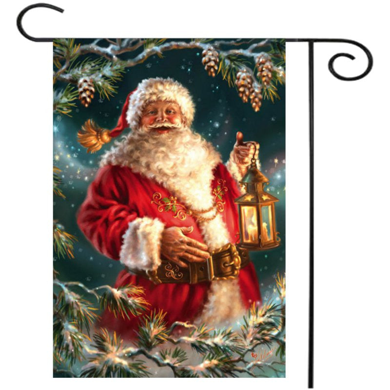 30x45cm Christmas Santa Claus Polyester Welcome Flag Garden Holiday Decoration