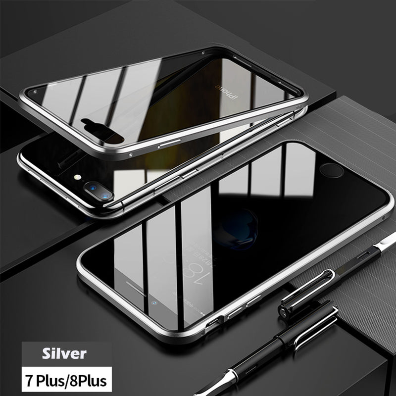 Bakeey Anti-peeping Magnetic Adsorption Metal Double-sided Tempered Glass Protective Case For iPhone X/XS/XR/XS Max/7/8/7 Plus/8 Plus
