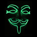 Halloween V-Vendetta Mask LED Luminous Flashing Face Mask Party Masks Light Up Dance Halloween Cospl