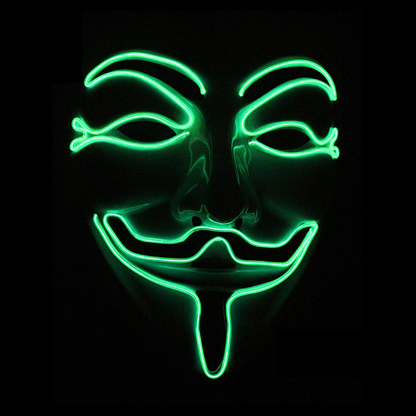 Halloween V-Vendetta Mask LED Luminous Flashing Face Mask Party Masks Light Up Dance Halloween Cospl