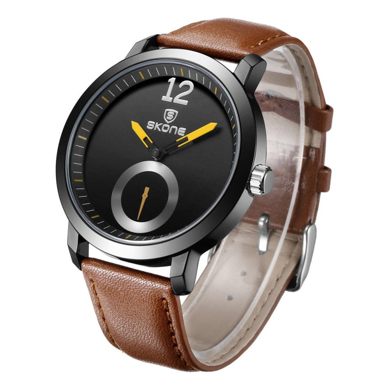 SKONE 5015 Men Women Quartz Watches Water Resistant Leather Business Leisure Wrist Watch