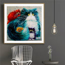 1X(5D Rhinestone Drawing Of Colorful Cats Diamond Embroidery Home Decoratio