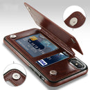 KISSCASE Retro PU Leather Card Slots Bracket Protective Case for iPhone XS/X 7/8 Plus 6/6s Plus