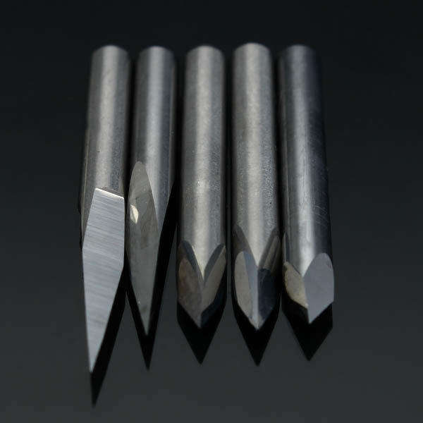 5pcs 3.175mm Shank 0.1mm 15/20/30/45/60 Degree Tungsten Steel Engraving Bits CNC Tool