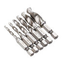 Drillpro 6pcs HSS 1/4" Hex Shank Countersink Drill Bit Set UNC or Metric Deburr Countersink Bits