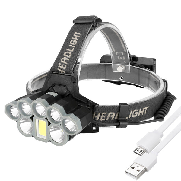 Xmund XD-HL4 T6+Q5 2000LM LED Waterproof Headlamp 18650 Battery USB Interface COB Flashlight Bike Cycling