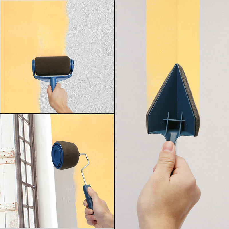 8Pcs DIY Paint Roller Kit Painting Seamless Brush Tool with Handle for Wall Ceiling Decoration