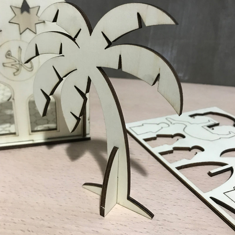 Self-Assembly Puzzle Wooden Model Building Kits Islamic House Stand Rack Ramadan Gifts Decorations