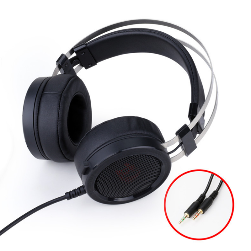 Redragon H901 3D Stereo Surround Sound 3.5mm + USB Wired Gaming Headphone Black Adjusting Headset for PS4 XBOX Profession Gamer