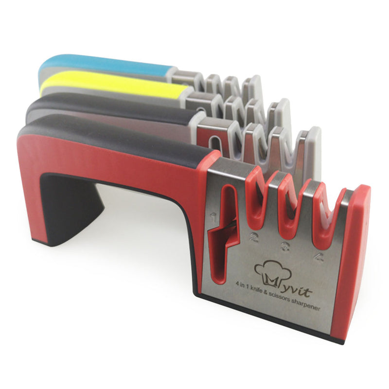 MYVIT Sharpener 4 in 1 Diamond Coated & Fine Ceramic Rod Shears and Scissors Sharpening Sharpen Stone