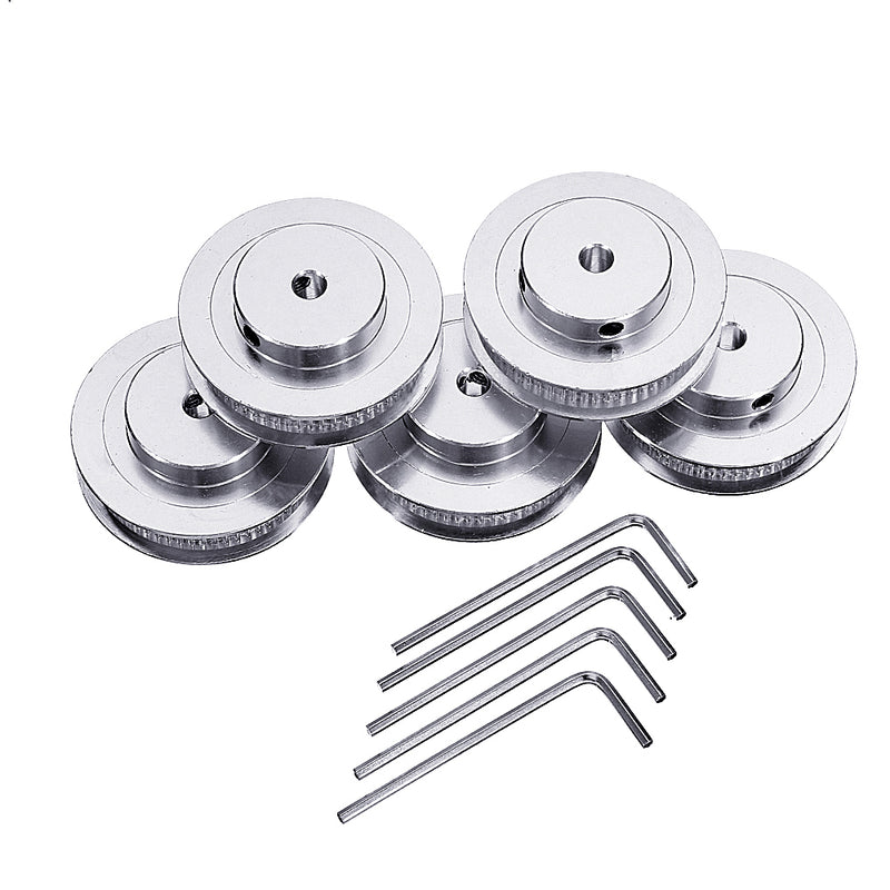 5Pcs 60Teeth 5mm Inner Hole GT2-60T Synchronous Timing Pulley + Wrench  For RepRap Prusa 3D Printer