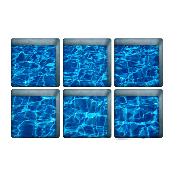 PAG 6pcs 13x13cm Water Shadow Pattern 3D Anti Slip Waterproof Bathtub Sticker