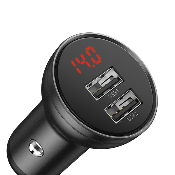 Baseus 24W Digital Display Dual USB 4.8A Car Charger for iPhone 11 pro XR X for Samsung Xiaomi Huawei