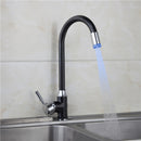 Black Plating Kitchen Sink Hot Cold Faucet Single Handle LED 3 Colors Changing Basin Mixer Tap