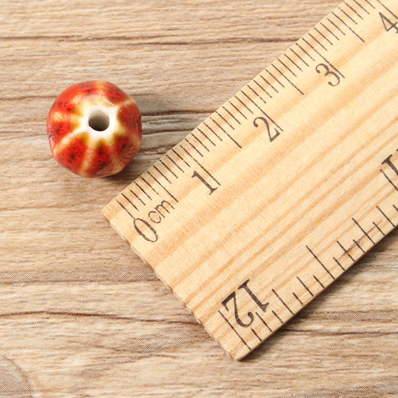 12mm 5Pcs Ceramic DIY Jewelry Flower Glaze Watermelon Shape Loose Beads