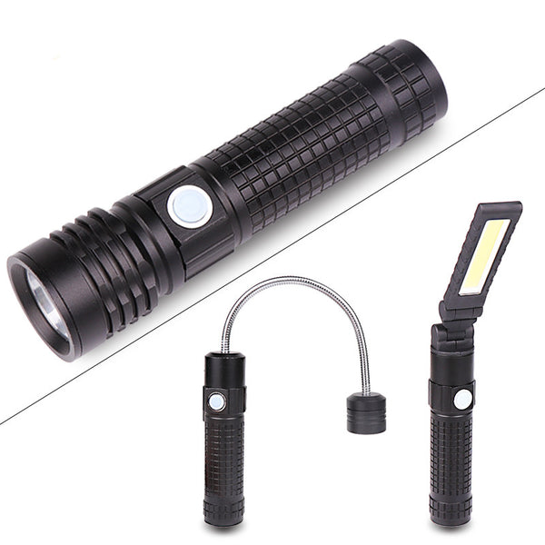 XANES 5001 3 in 1 T6+COB+XPE LED 3 Modes Detachable Head Flashlight USB Rechargeable Magnet Tail Work Light Set