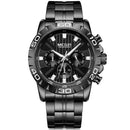 MEGIR 2087 Business Hardlex Mirror Luminous Waterproof Quartz Watch Stainless Steel Men Wrist Watch