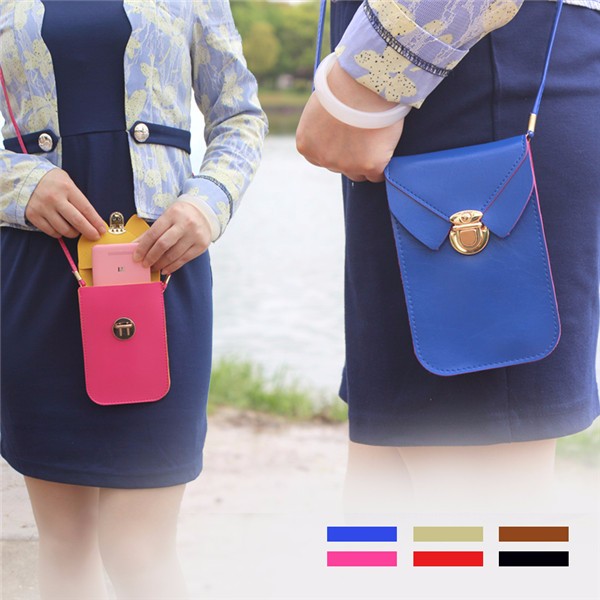 Universal Woman Double Layer Wallet Case Phone Bag Mobile Package for under 5.8-inch Phone