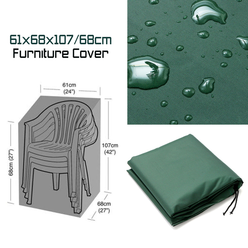 Outdoor Waterproof Furniture Rain Snow Dust Proof Cover Garden Sofa Chair Table Cover Patio Beach Protector 61x68x107x68cm Green