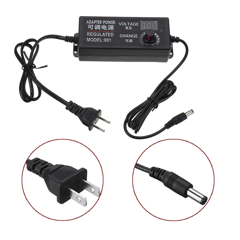 AC DC Adjustable Power Adapter Supply Plug 3-24V 2A 48W Speed Control Volt Display