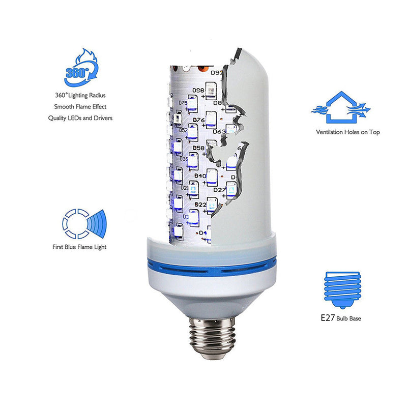 AC85-265V 4 Modes E27 Blue LED Flicker Flame Light Bulb Simulated Burning Fire Effect Festival Lamp