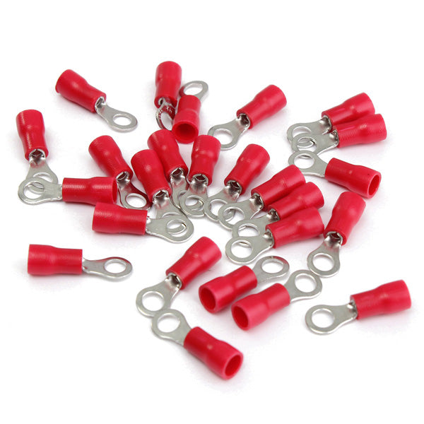 25pcs Red Rubber PVC Terminals Insulated Ring Connector RC 0.5-1.5mm