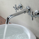 Chrome Brass Modern Wall Mounted 3 Hole Bath Faucet Tap