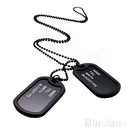 Military Army Style Black 2 Dog Tags Pendant Sweater Chain Necklace Men Jewelry