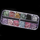 1200x 2mm Mixed Color Diamond Nail Art Tips Acrylic Manicure Nail Stickers + Box