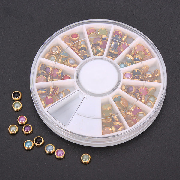Colorful Pearl Nail Art Decoration Round Wheel