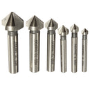 6pcs 3 flute 90 degree HSS Chamfer Cutter Mill Drill Set