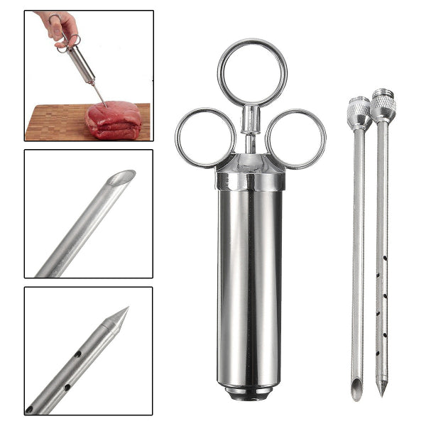 2 Ounce Stainless Steel Flavor Injector Syringe Needle Marinade