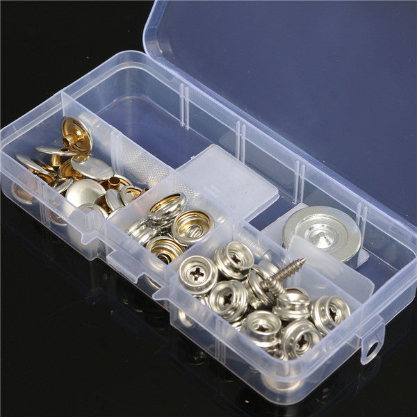 47pcs 15mm Metal Canvas Buckle Quick Snap Fastener Buttons Screws Kits