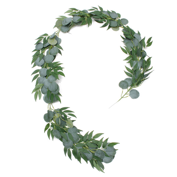 Artificial Silver Dollar Eucalyptus Garland Faux Silk Leaf Vine Greenery Willow Ring Wedding Home Garden Decorations